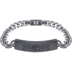 Bracelet acier façon damas - effet brossé - placage noir - 19,5+1,5cm