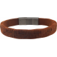 Bracelet acier - cuir marron - 19,5cm