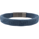 Bracelet acier - cuir bleu - 19,5cm