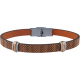 Bracelet acier - cuir marron italien et bois - composants acier - 21,5cm