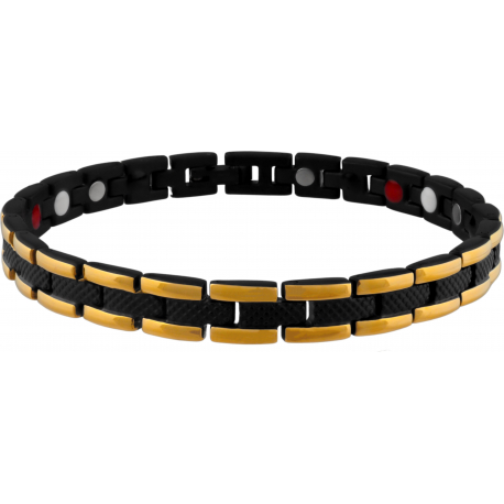 Bracelet en acier - noir et doré - magnétique - 21cm