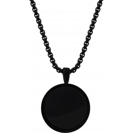 Collier en acier - noir - onyx 20mm - 50+10cm