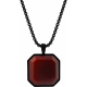 Collier en acier - noir - agate rouge 20x20mm - 50+10cm