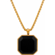 Collier en acier - doré - onyx 20x20mm - 50+10cm