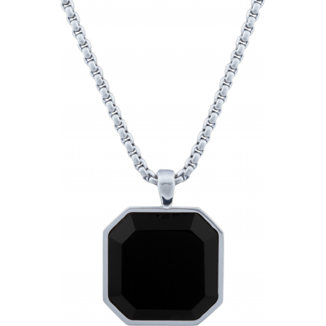 Collier en acier - onyx 20x20mm - 50+10cm