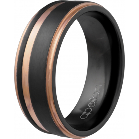 Bague en zirconium - 2tons noir et rosé - 8mm - T56 à 70