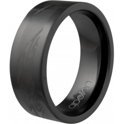 Bague en zirconium - noir - imitation damas - 8mm - T56 à 70