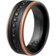 Bague en zirconium - 2 tons noir et rosé - zircons noir - 8mm - T56 à 70