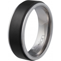 Bague en zirconium - 2 tons argenté et noir - anti stresse - 7mm - T56 à 70