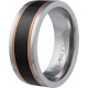 Bague en zirconium - 3 tons argenté rosé et noir - 8mm - T56 à 70