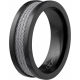 Bague en zirconium - noir - cable incrusté - 7mm - T56 à 70