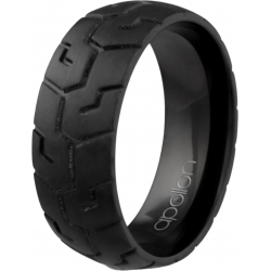 Bague en zirconium - noir - imitation pneu - 8mm - T56 à 70