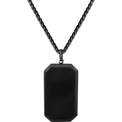 Collier en zirconium - noir - plaque 35x20mm - 45+5cm