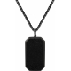 Collier en zirconium - noir - plaque 35x20mm - effet martelé - 45+5cm