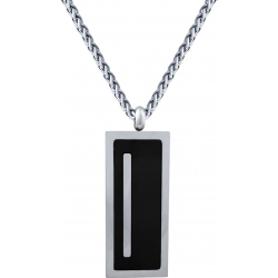 Collier en titane - plaque zirconium noir - 35x15mm - 45+5cm