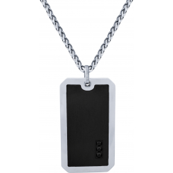 Collier en titane - plaque zirconium noir 35x15mm - 45+5cm