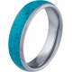 Bague tungstène - miettes de turquoise - 6mm - T52 à 64