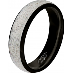 Bague tungstène noir - miettes d'howolite - 6mm - T52 à 64