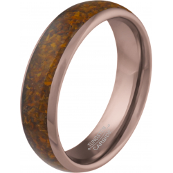 Bague tungstène marron - miettes d'il de tigre - 6mm - T52 à 64