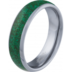 Bague tungstène - miettes de malachite - 6mm - T52 à 64