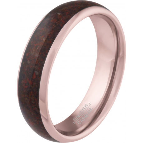 Bague tungstène rosé- miettes d'onyx royal - 6mm - T52 à 64