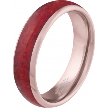 Bague tungstène rosé- miettes de corail - 6mm - T52 à 64