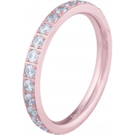 Bague en titane rosé - 2,5mm - zircons - T50 à 64