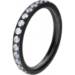 Bague en titane noir - 2,5mm - zircons - T50 à 64