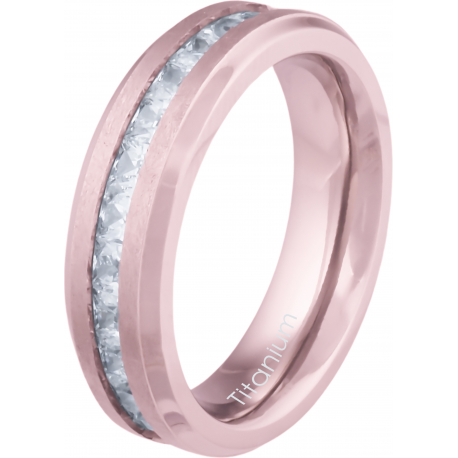 Bague en titane rosé - 5mm - zircons - T50 à 64