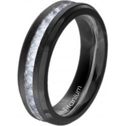 Bague en titane noir - 5mm - zircons - T50 à 64