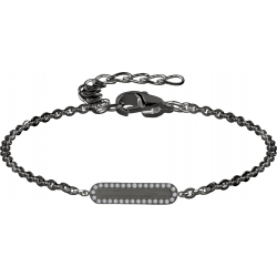 Bracelet en titane noir - zircons - 16+4cm
