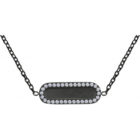 Collier en titane noir - zircons - 38+5cm