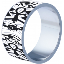 Bague en acier - nacre - émail - 1cm - T52 à T64