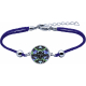 Bracelet acier - nacre - émail - 15mm - coton bleu - 16+4cm