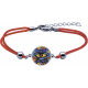 Bracelet acier - nacre - émail - 15mm - coton rouge - 16+4cm