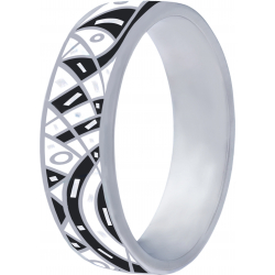 Bague en acier - nacre - émail - 5mm - T50 à T64