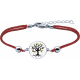 Bracelet acier - nacre - émail - arbre de vie - 17mm - coton rouge - 16+4cm