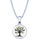 Collier en acier - nacre - émail - petit volume - arbre de vie - 17mm - longueur 38+5cm