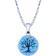 Collier en acier - nacre - émail - petit volume - arbre de vie - 17mm - longueur 38+5cm