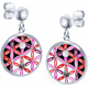 Boucles d'oreille acier - yin yang et fleur de vie - nacre - nacre abalone - émail - 16mm