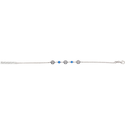 Bracelet argent rhodié - arbre de vie - agate bleue - 2g - longueur : 15+5CM