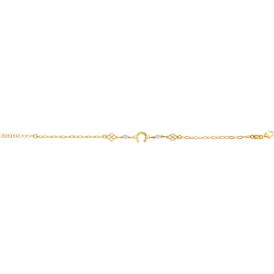 Bracelet argent doré - fer de cheval - trèfle - pierre de lune 1,8g - longueur : 15+5CM