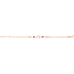 Bracelet argent rosé - fer de cheval - trèfle - améthyste 1,8g - longueur : 15+5CM