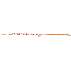 Bracelet argent rosé - deux coeurs - agate rouge - 3,6g - longueur : 15+5CM