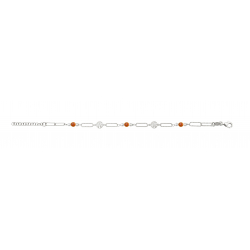 Bracelet argent rhodié - arbre de vie - hessonite - 2,7g - longueur : 15+5CM