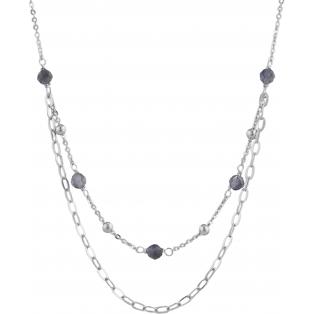 Collier argent rhodié - iolite 3,4g - longueur : 40+5cm