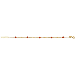 Bracelet argent doré - agate rouge 1,8g - longueur : 15+5CM