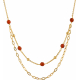 Collier argent doré - agate rouge 3,4g - longueur : 40+5cm