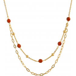 Collier argent doré - agate rouge 3,4g - longueur : 40+5cm