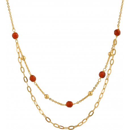 Collier argent doré - agate rouge 3,4g - longueur : 40+5cm